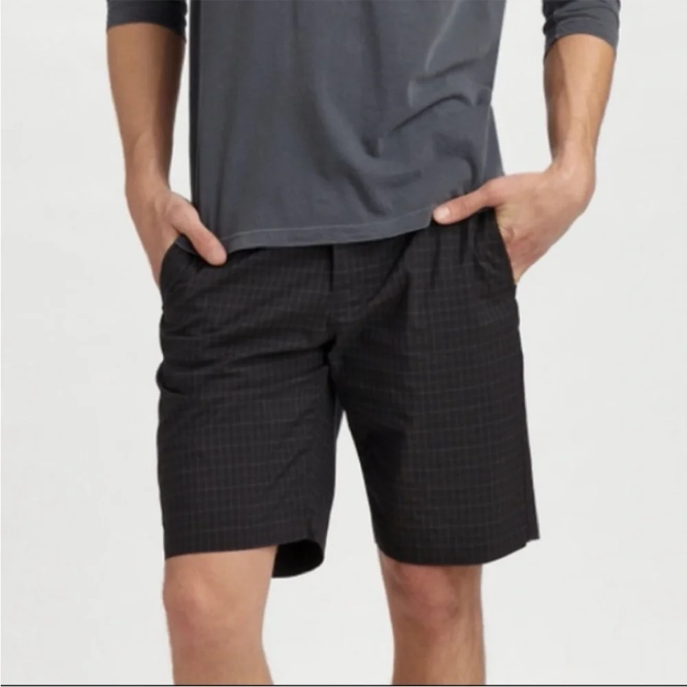 Theory Grid Check Print 6-pocket Kirby S/Recreation Shorts in Black Size 38